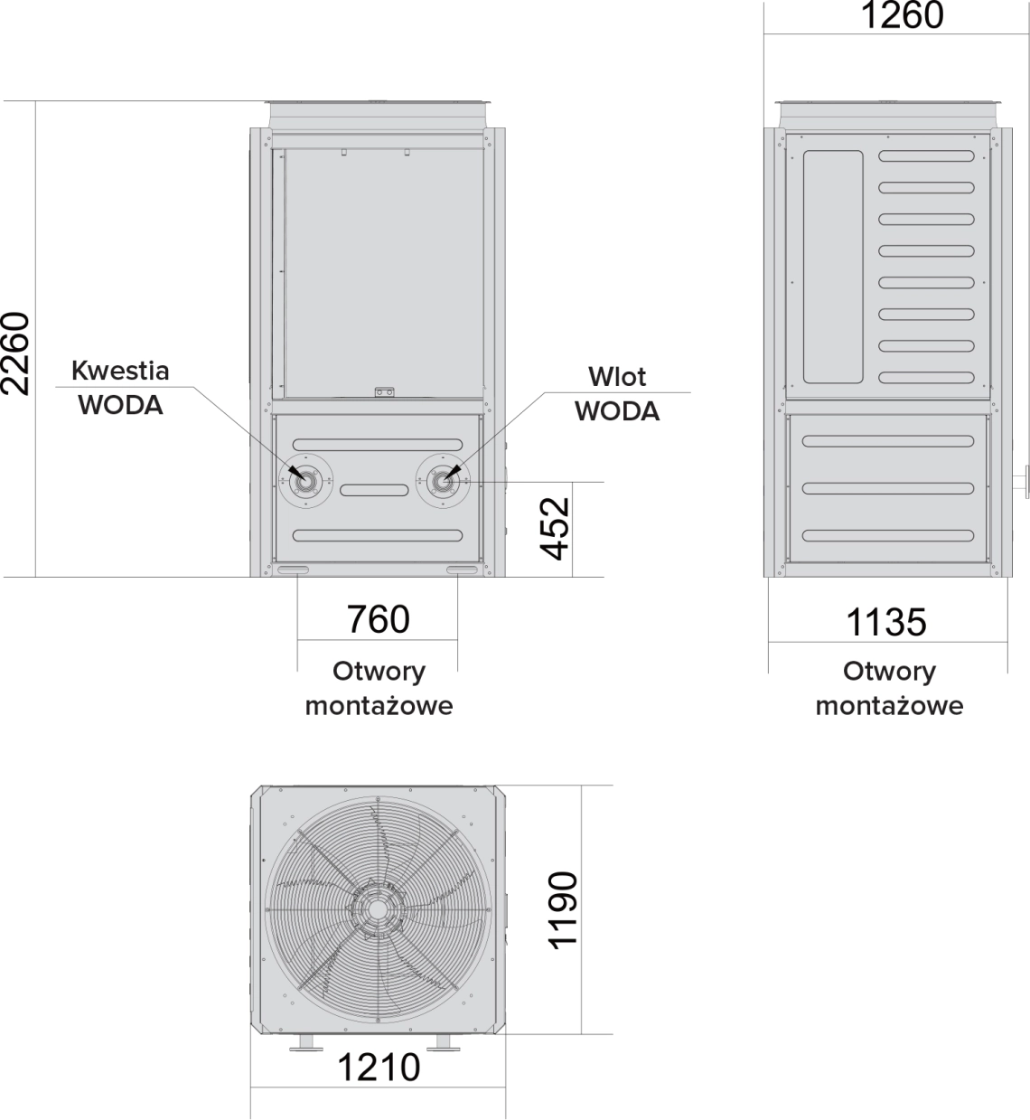 Wymiary całkowite MyCond MCU-OHDD - 1