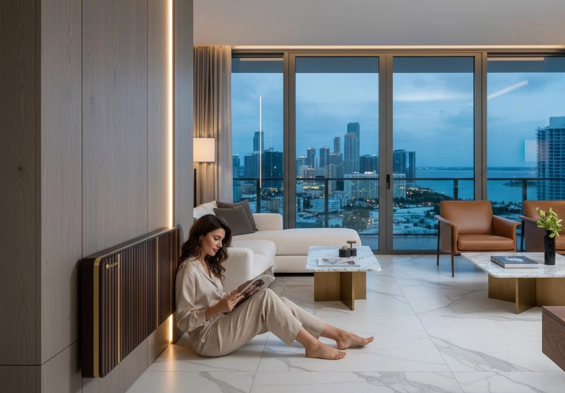 Dizajnerski kompaktowy fan-coil do wnętrz Mycond ART Glass