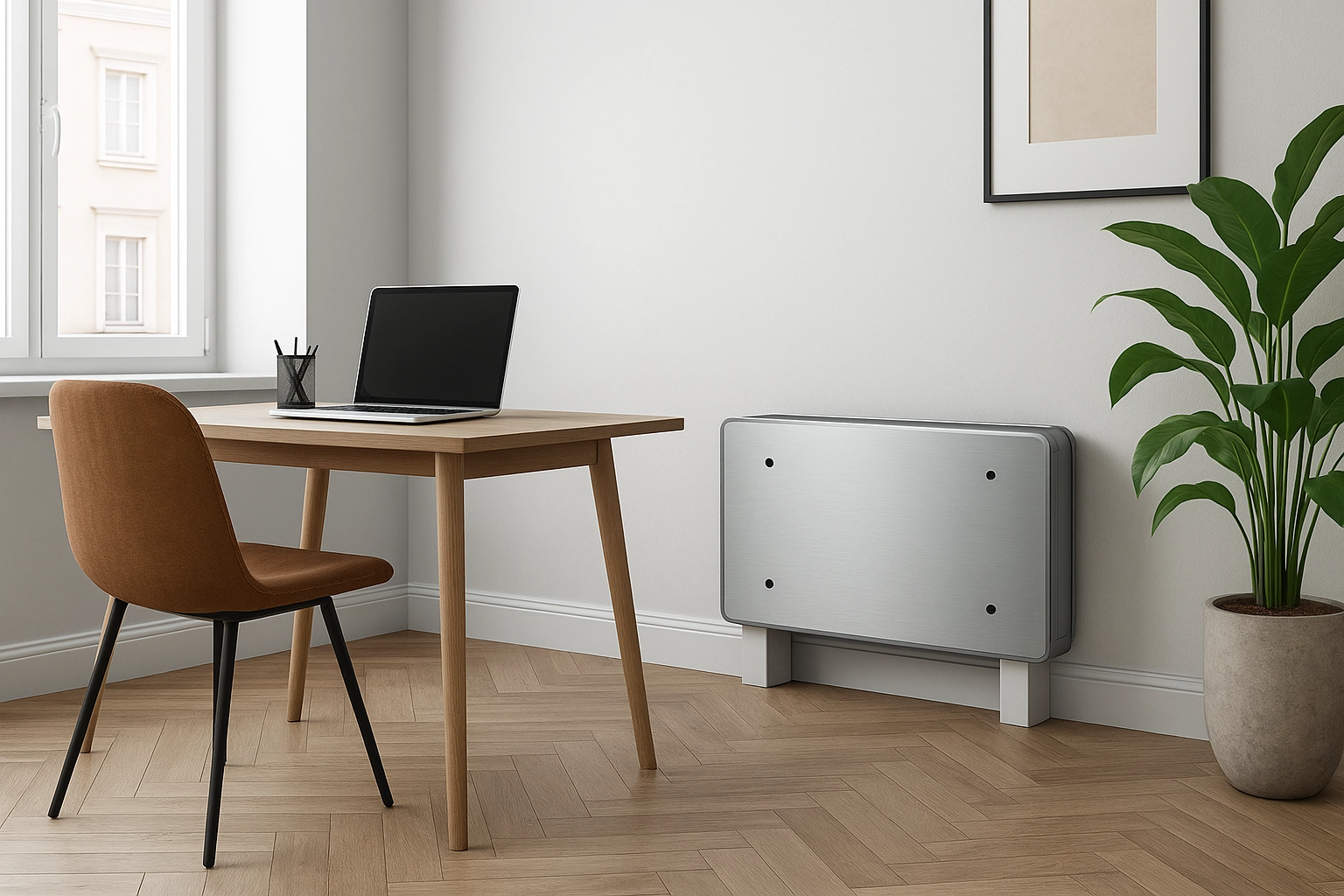 Energooszczędny klimakonwektor elegancki wystr&oacute;j wnętrz Mycond Silver Glass