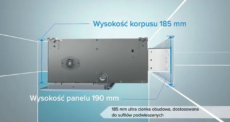 Jednostka kanałowa MyCond Low ESP Ultra-smukła obudowa o wysokości 185 mm
