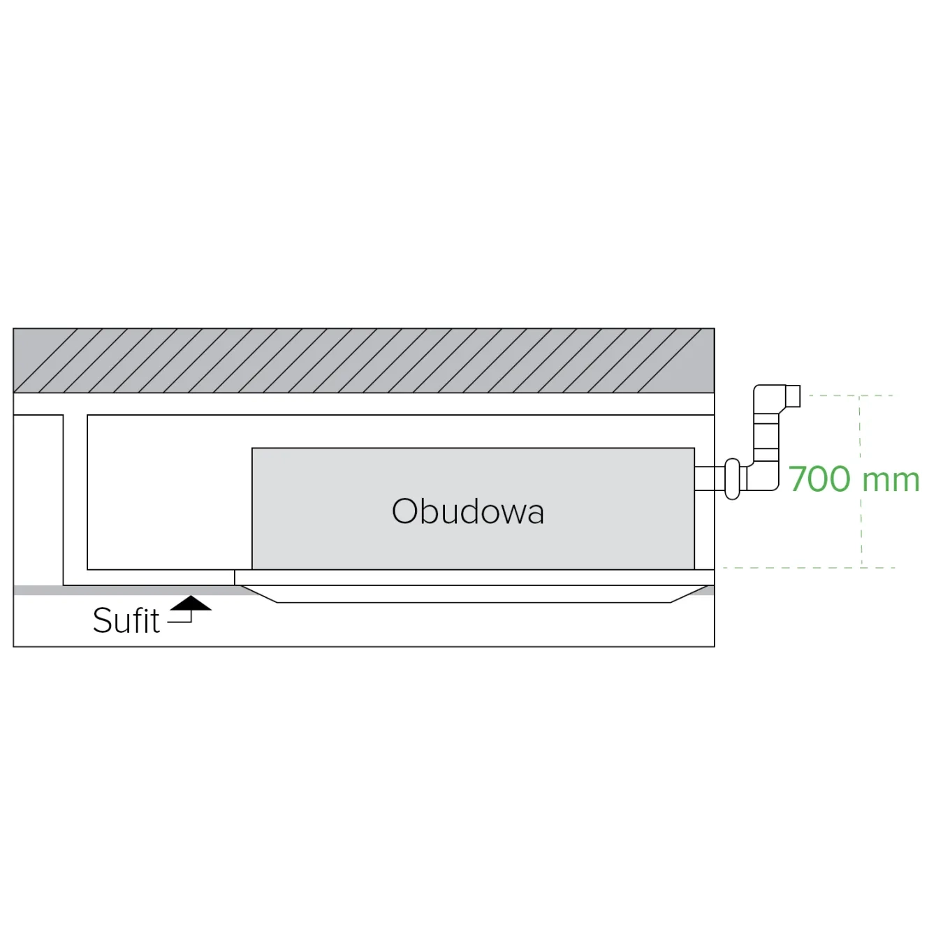 Kaseta czterostronna MyCond 840*840, głębokość zabudowy obudowy 700mm
