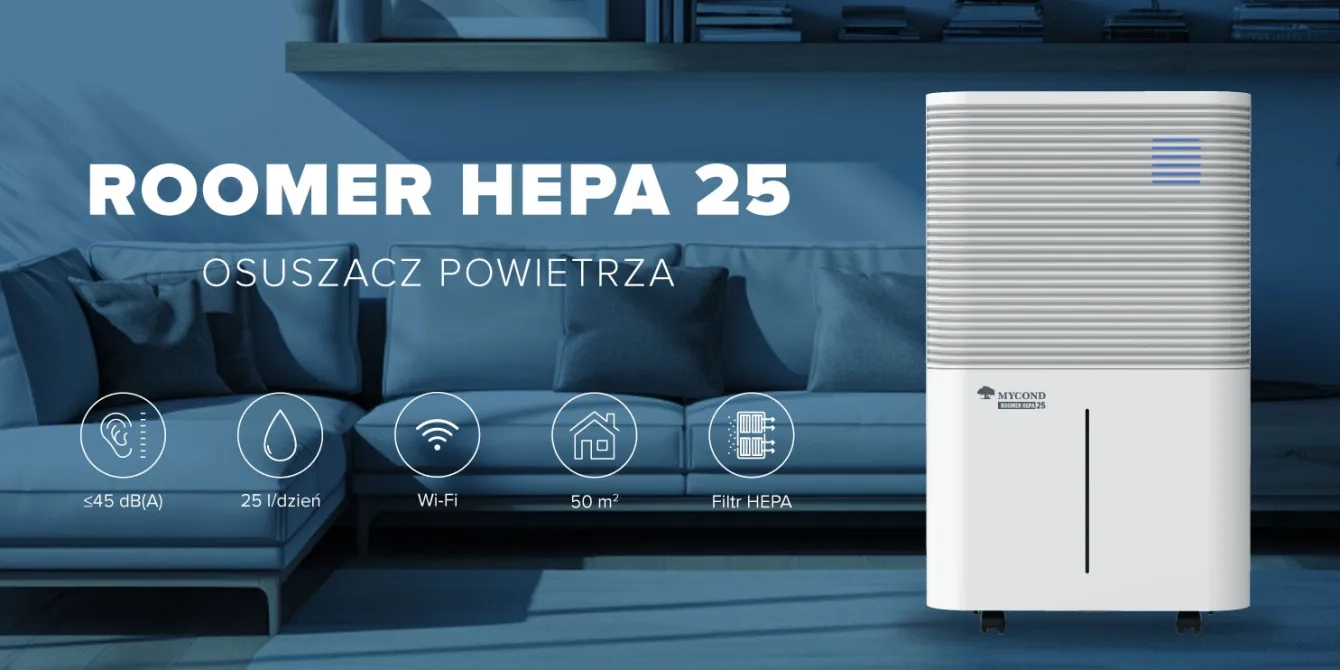 MyCond Roomer Hepa 25 kompleksowe oczyszczanie powietrza i osuszanie dużych pomieszczeń