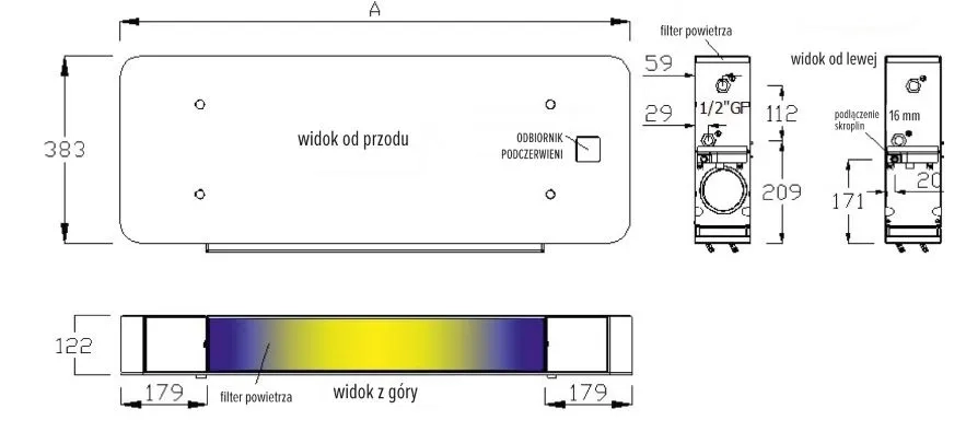 Wymiary ściany szklanej MyCond Silver